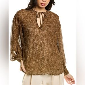 $345 NWT Vince Polka Dot Shirt Brown/White  Blouse, Sz XXXL